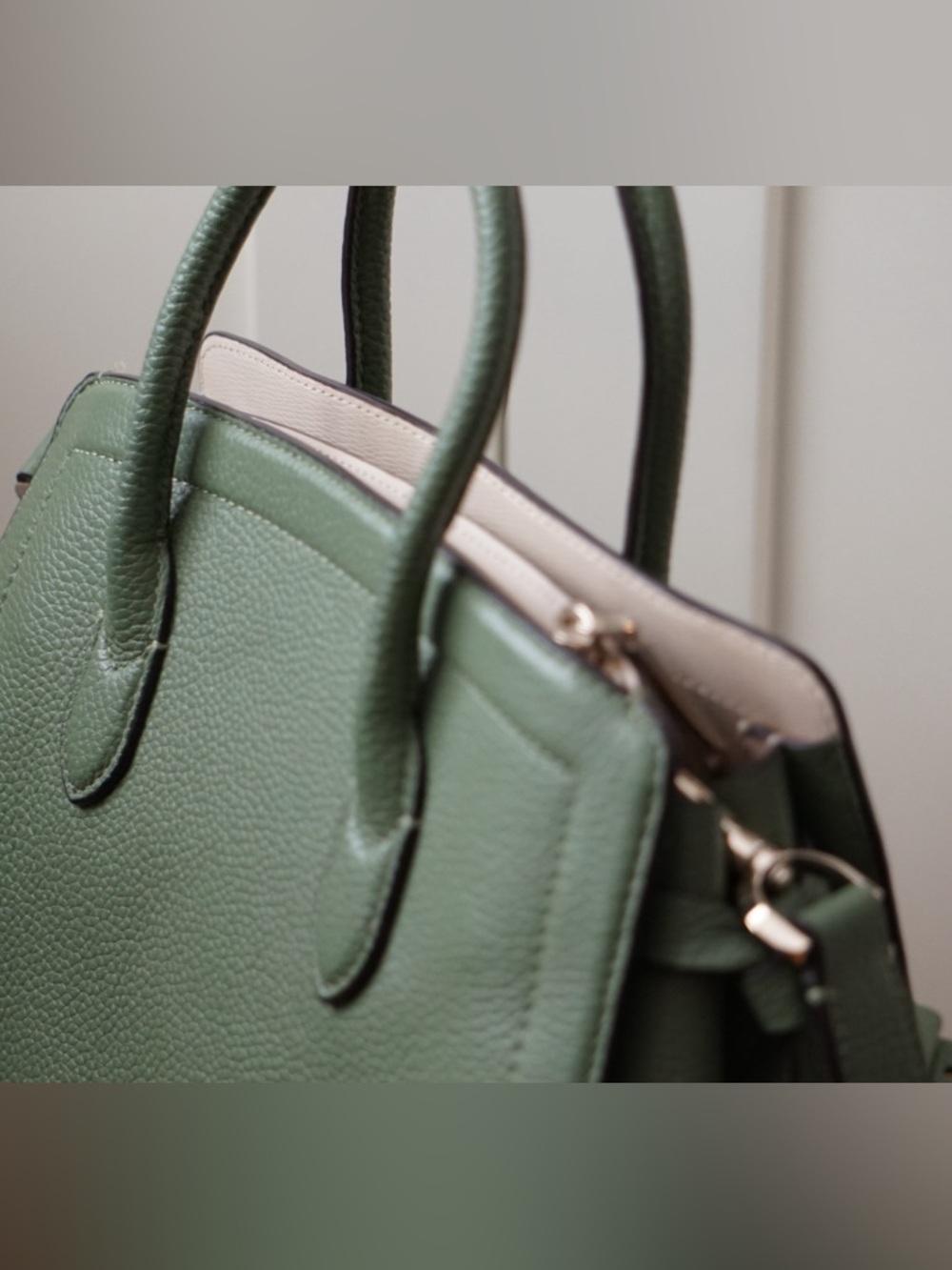 kate spade Knott Small Satchel Sage Green Pebbled Leather Crossbody - Picture 7 of 13